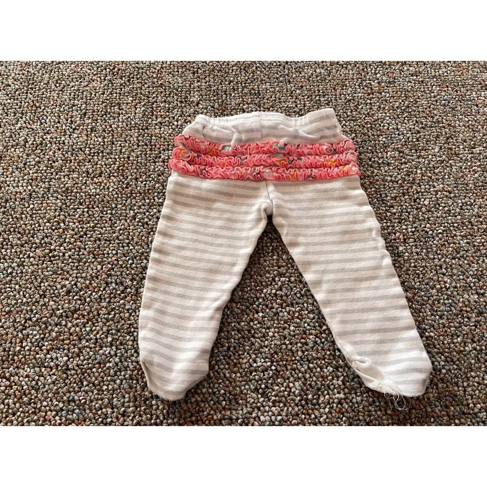 Baby Gear Girls Gray & White Striped Ruffle Leggings 3-6M